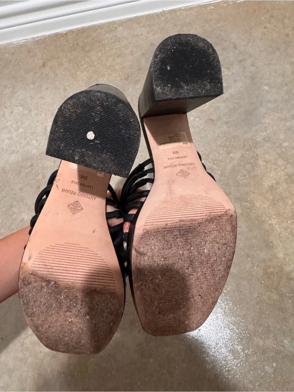 ANTONIO MELANI Black Multi-Strap Platform Mules